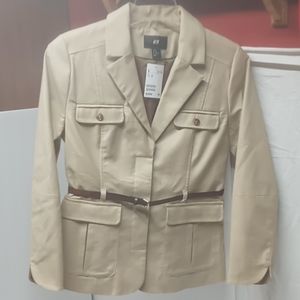 H & M tan blazer with belt new with tag size 10